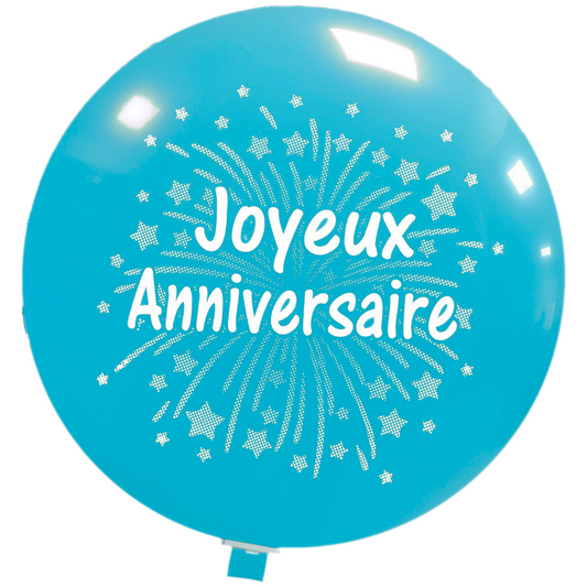 Cattex 35" Giant Sky Blue Anniversaire Fireworks Latex Balloon – (1 Piece)