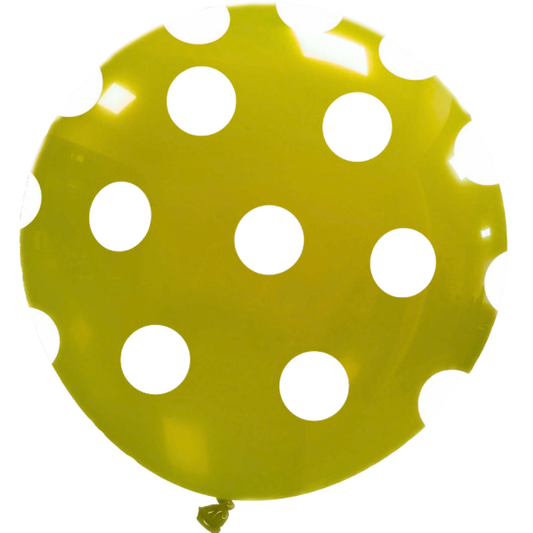 Cattex 32" Round Yellow Polka Dots Latex Balloon – (1 Piece)