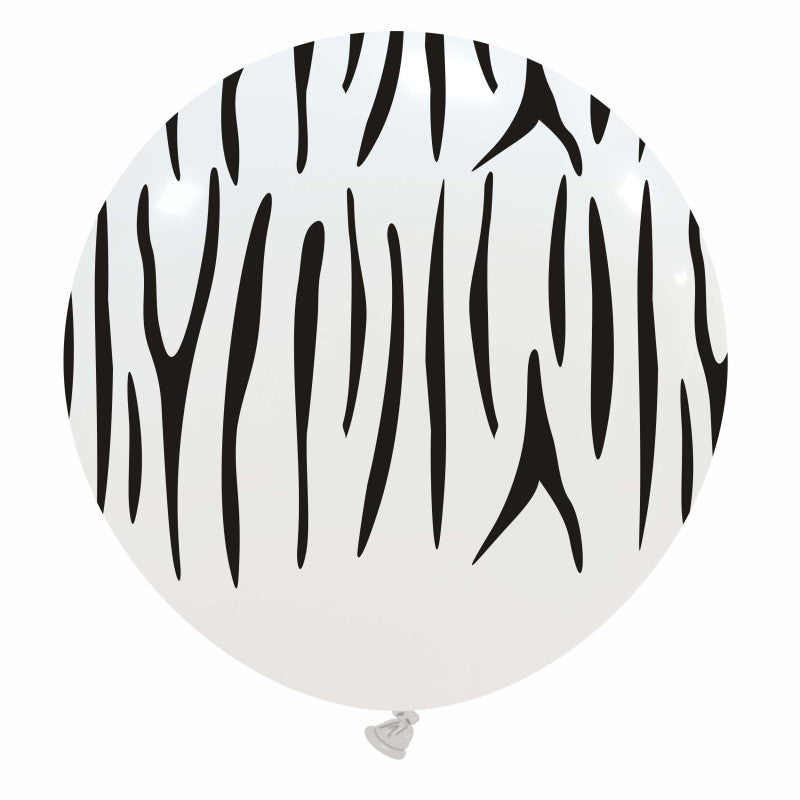 Cattex 32" Round White Stripes Latex Balloon – (1 Piece)
