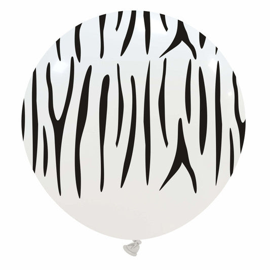Cattex 32" Round White Stripes Latex Balloon – (1 Piece)