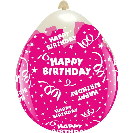 Cattex 18" Happy Birthday Stuffing Latex Balloons – (Pack of 10)
