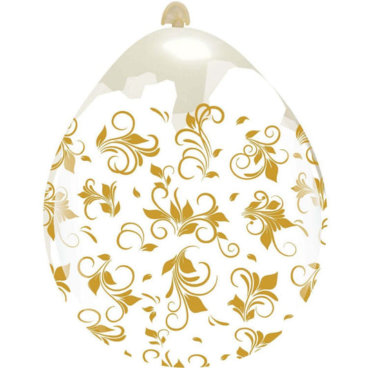 Cattex 18" Gold Filigree Stuffing Latex Balloons – (Pack of 10)