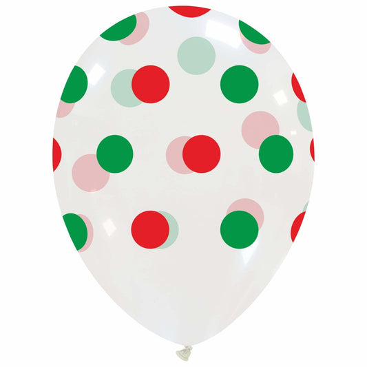 Cattex 12" Big Polka Dots Christmas 20 PCS Balloons