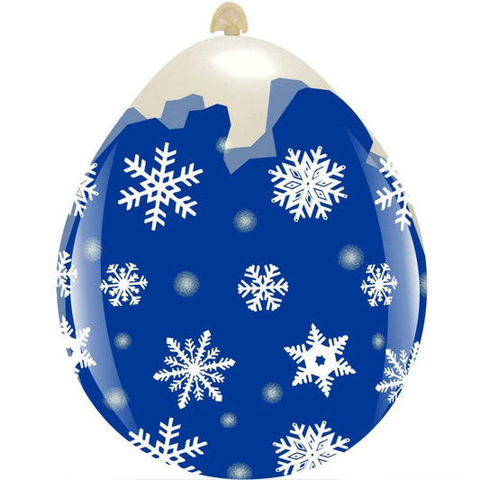 Cattex 18" Icy Snowflakes Stuffing Latex Balloons – (Pack of 10)
